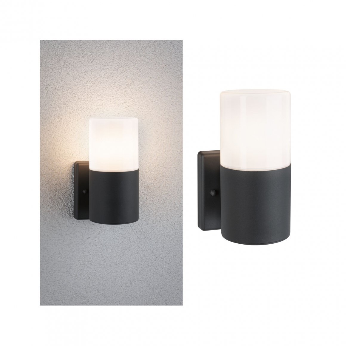 Paulmann Tubs Lampada da Parete per Esterni IP44 Rotonda Max 15W Grigio Opaco in Metallo e Plastica