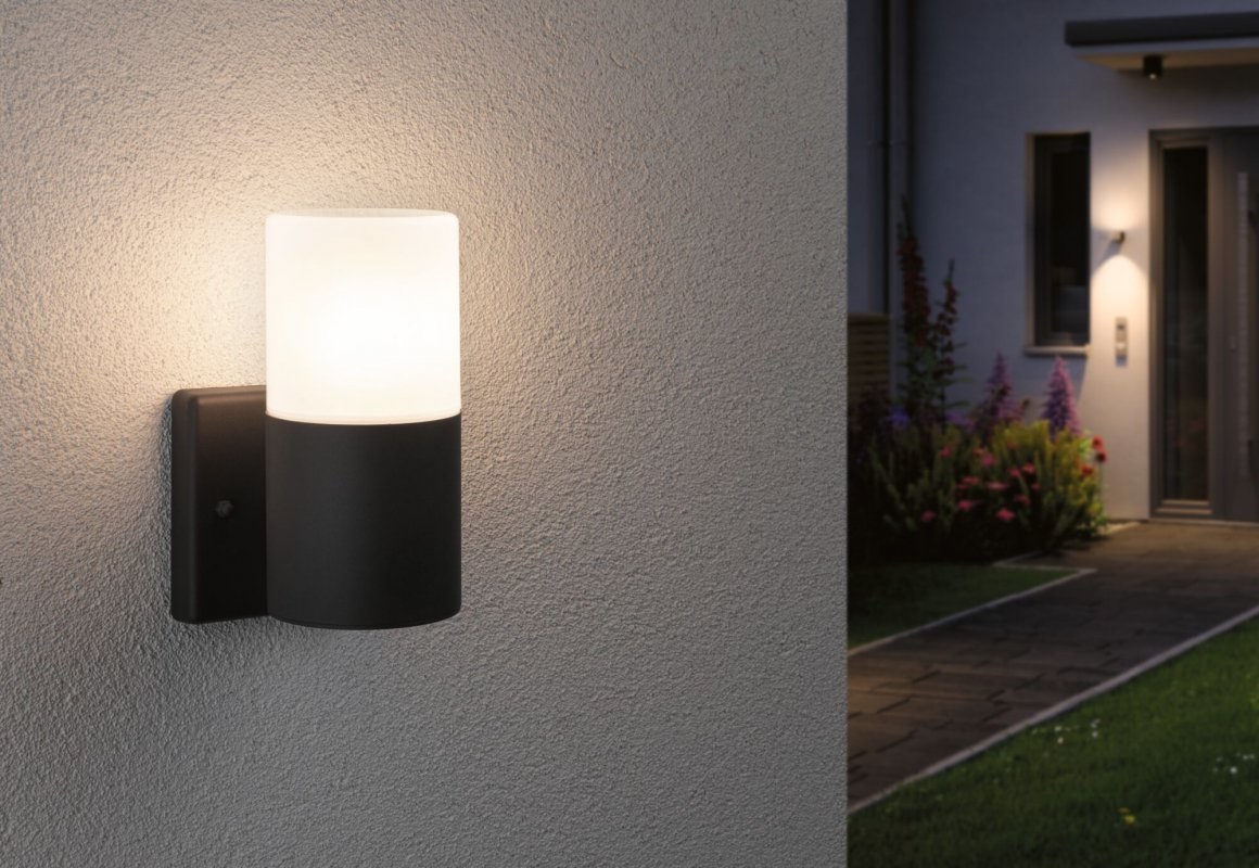 Paulmann Tubs Lampada da Parete per Esterni IP44 Rotonda Max 15W Grigio Opaco in Metallo e Plastica