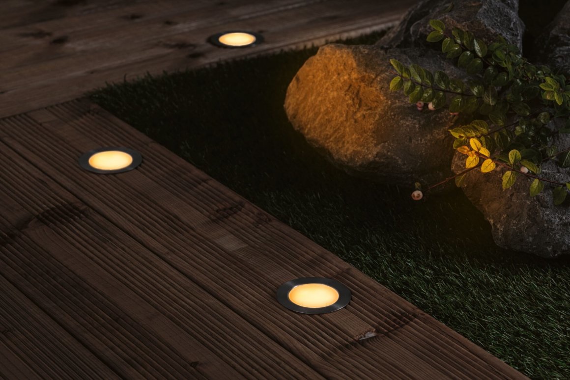 Paulmann 94722 Plug & Shine Faretto LED da Incasso per Esterni Set da 3, Delicata per Insetti, IP67, Luce Calda 2200K