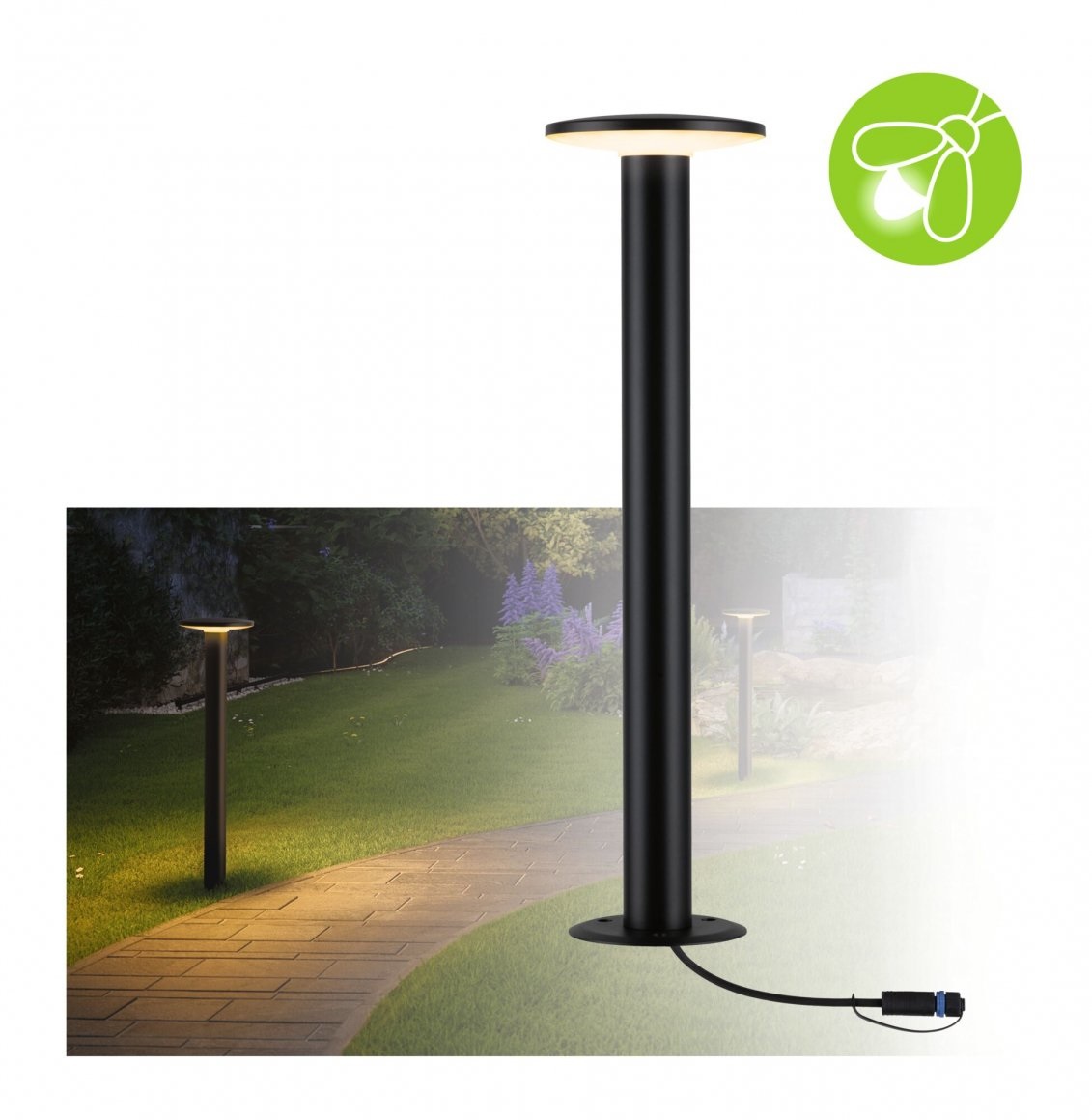 Paulmann 94723 Lampada LED per Esterni Paletto d'Illuminazione Rotonda Dimmerabile IP44 7W Antracite con Luce Dorata