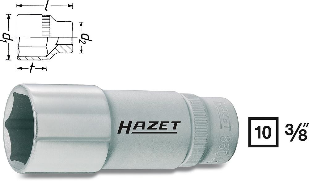 Hazet 880Lg-13 Inserto per Chiave a Bussola Esagonale Argento 10 mm (3/8 di Pollice) con Attacco Quadro e Cavo
