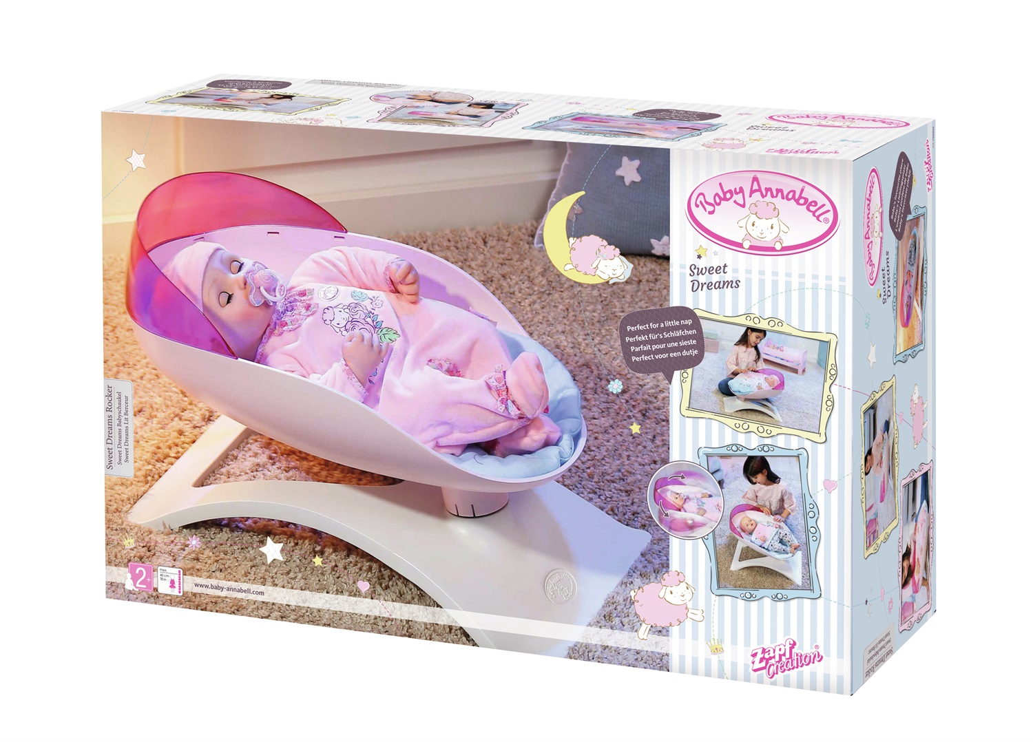 Baby Annabell 700969 Sweet Dreams Rocker - Dondolo Elegante per Bambola con Funzione di Dondolo e Stand-by