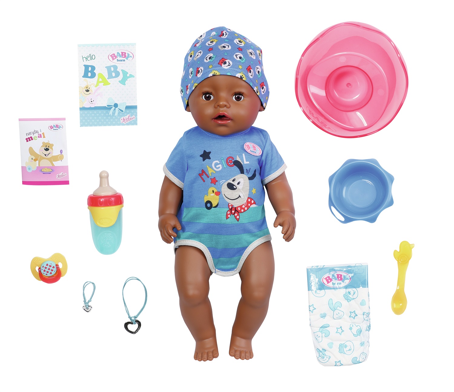 BABY born Magic Boy Doll 43cm - Facile per le mani dei bambini, promuove empatia e abilità sociali, include outfit e 10 accessori