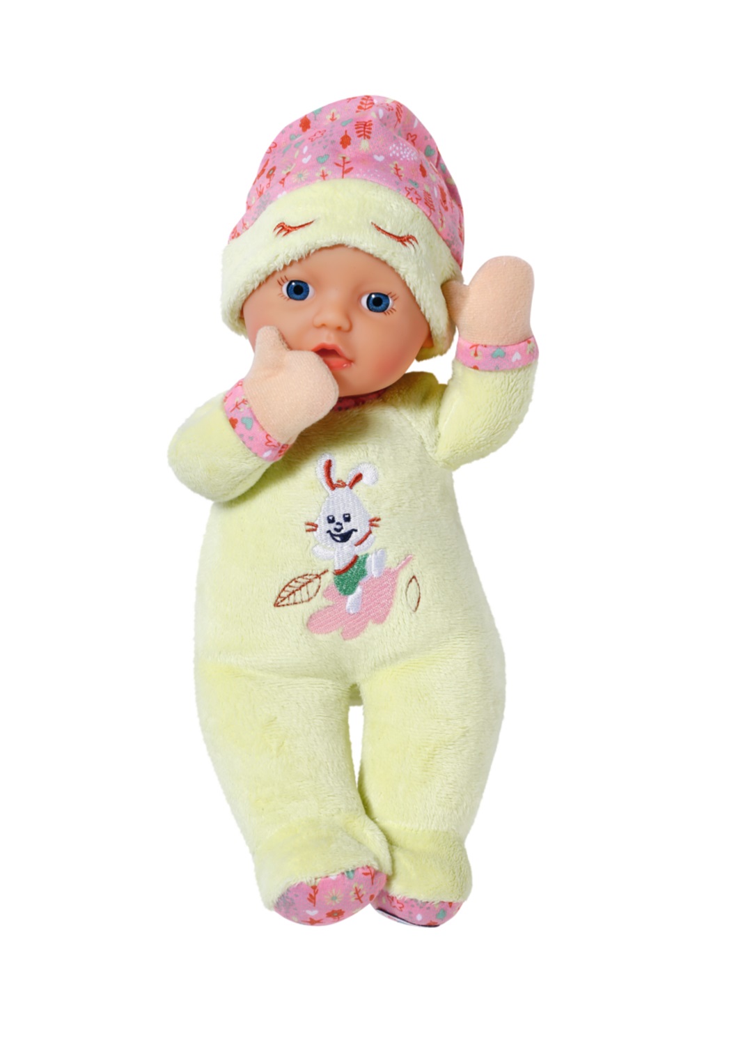 BABY born Sleepy per Neonati - Bambola di Pezza 30 cm con Sonaglio Integrato e Body Verde Lime