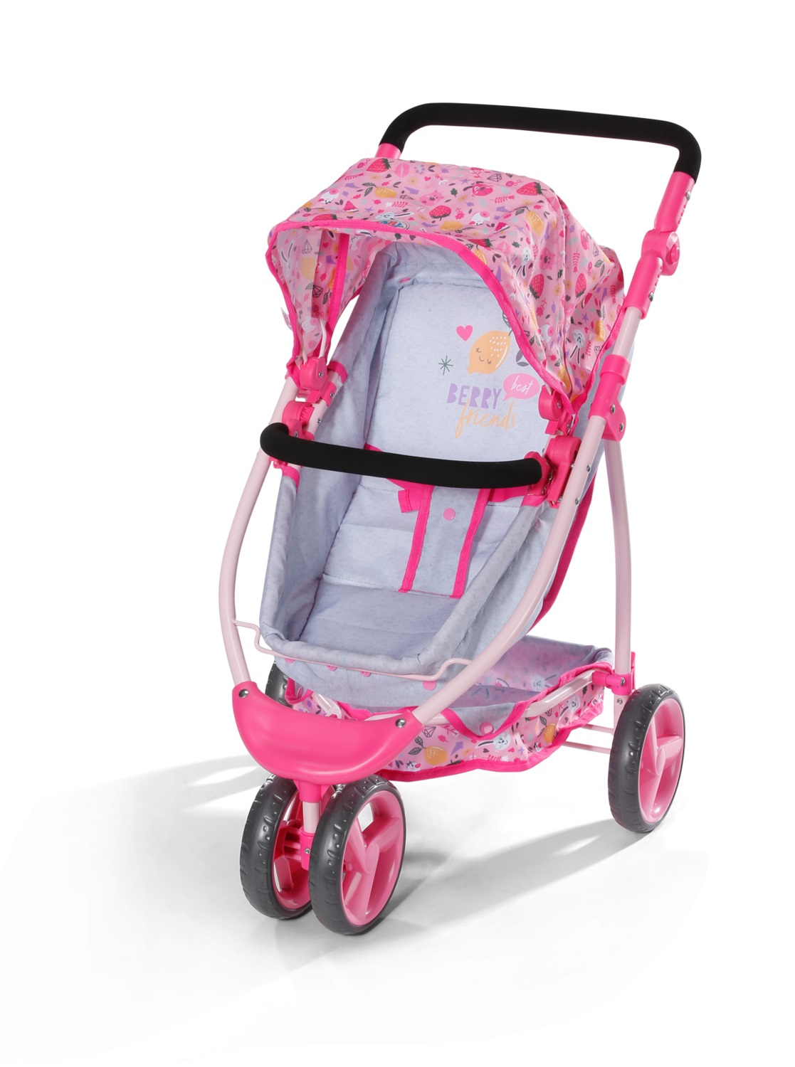BABY born Deluxe Pram - Passeggino per bambola con cappottina, spazio di archiviazione e design ripiegabile