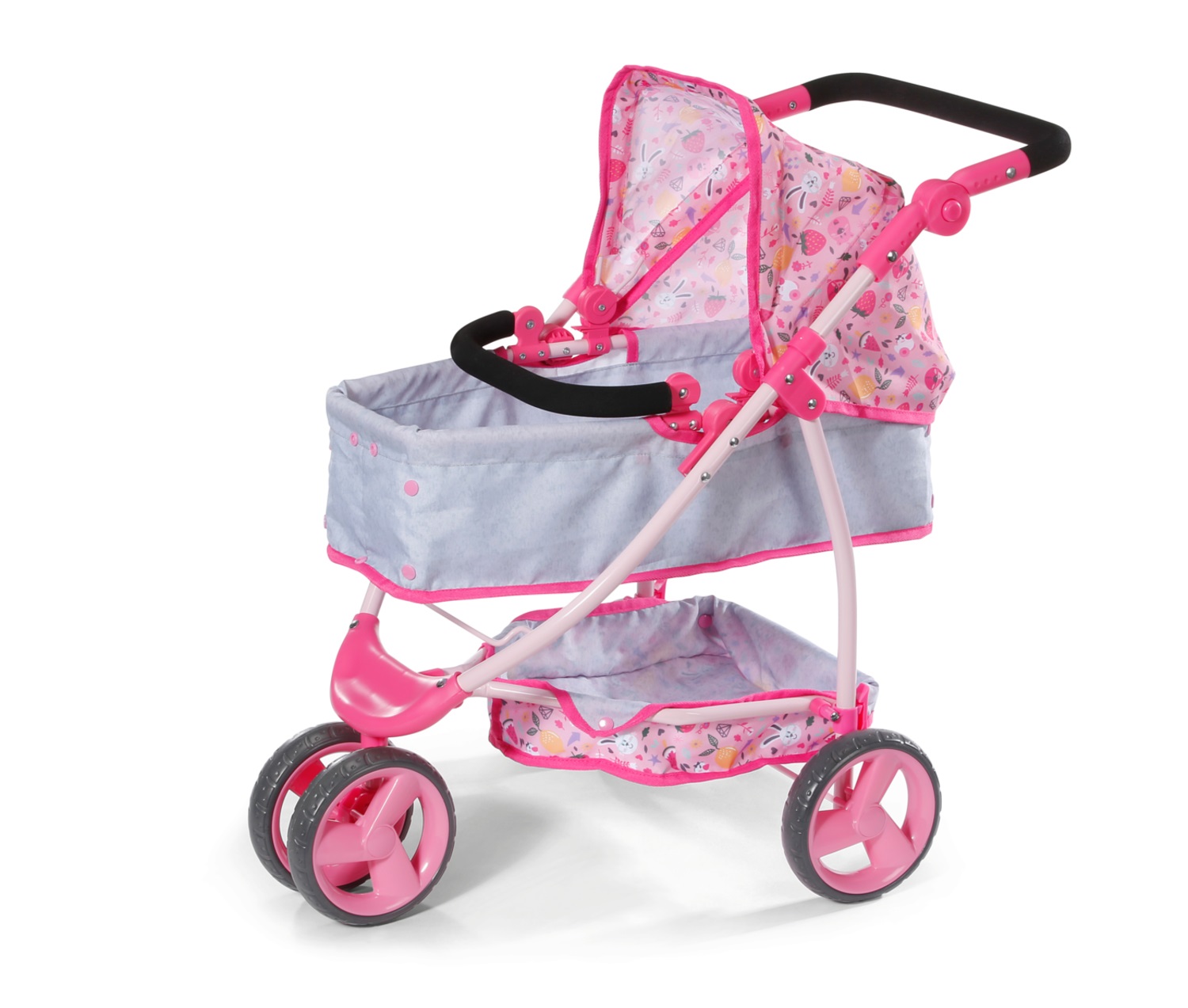 BABY born Deluxe Pram - Passeggino per bambola con cappottina, spazio di archiviazione e design ripiegabile