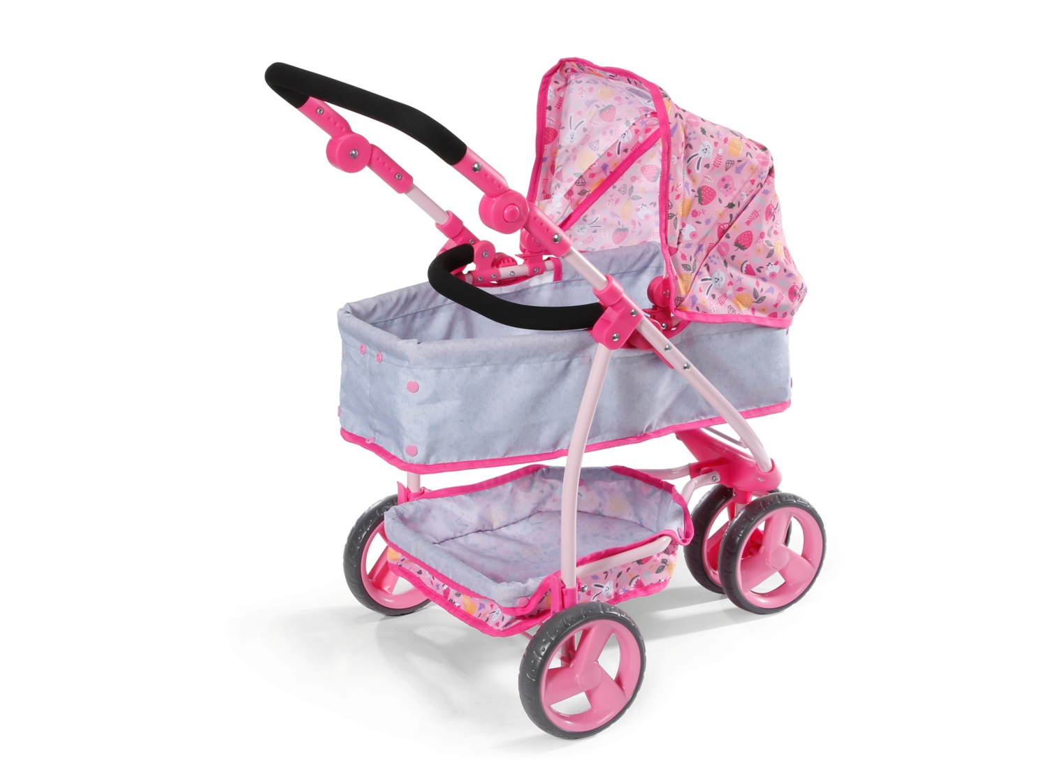 BABY born Deluxe Pram - Passeggino per bambola con cappottina, spazio di archiviazione e design ripiegabile