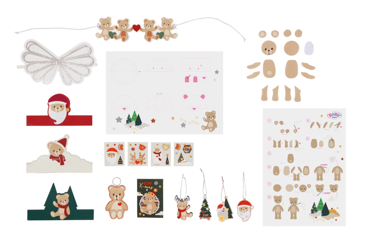 BABY born Calendario dell'Avvento 834466 - 24 capi di abbigliamento e accessori natalizi per bambole fino a 43 cm