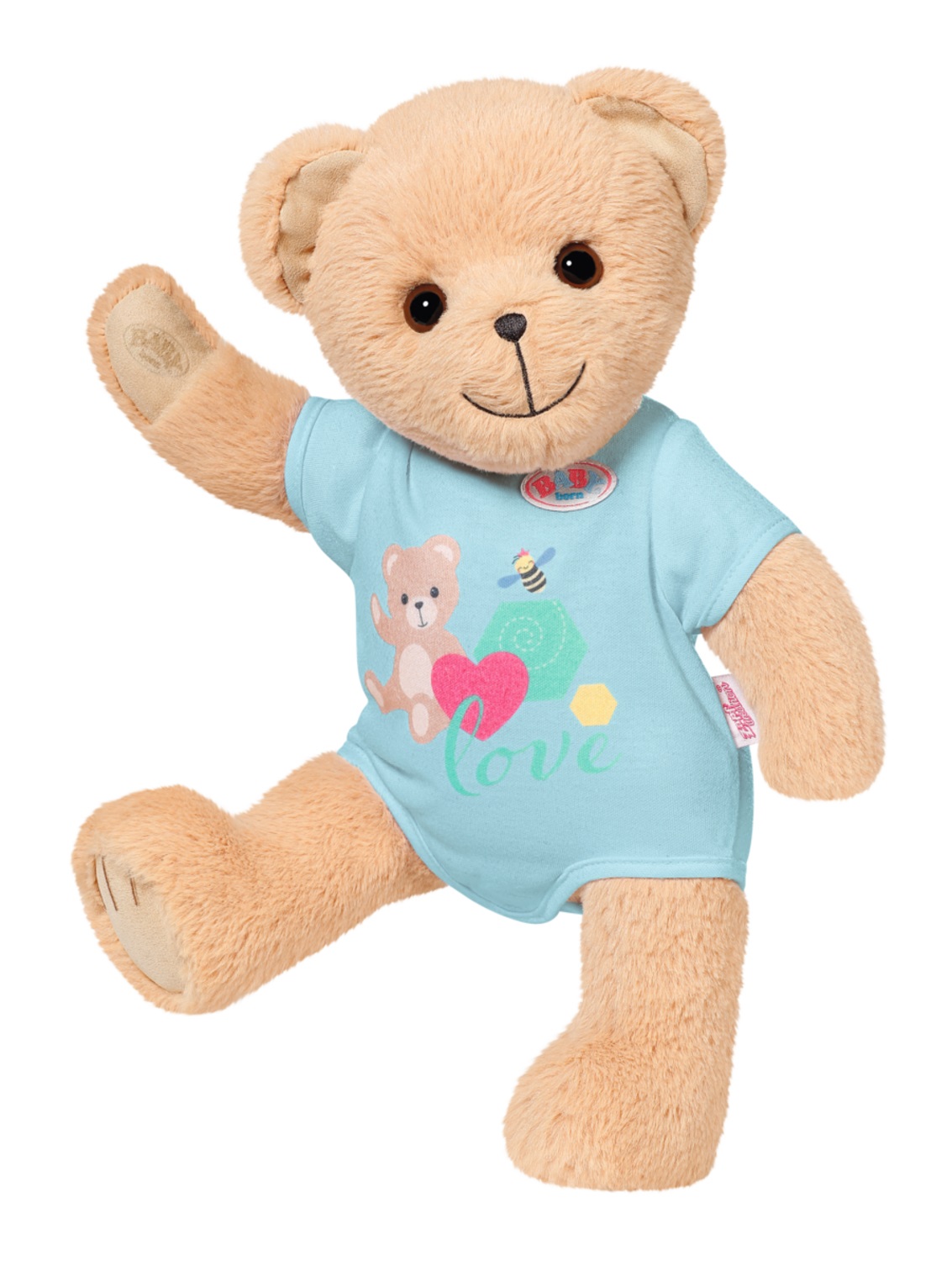 BABY born Teddybär Blu con braccia e gambe mobili, testa girevole, lavabile a mano, incluso libro dell'amicizia e adesivi