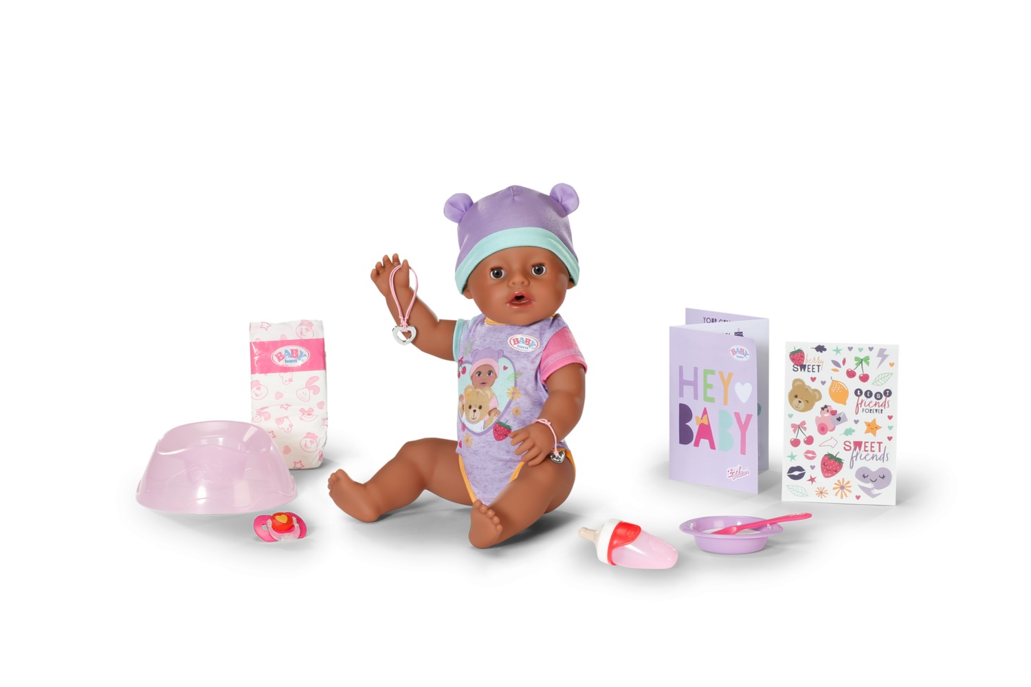 Zapf Creation BABY born® Eva - Bambola da 43 cm con 10 funzioni e accessori, per bambini da 3 anni, senza pile