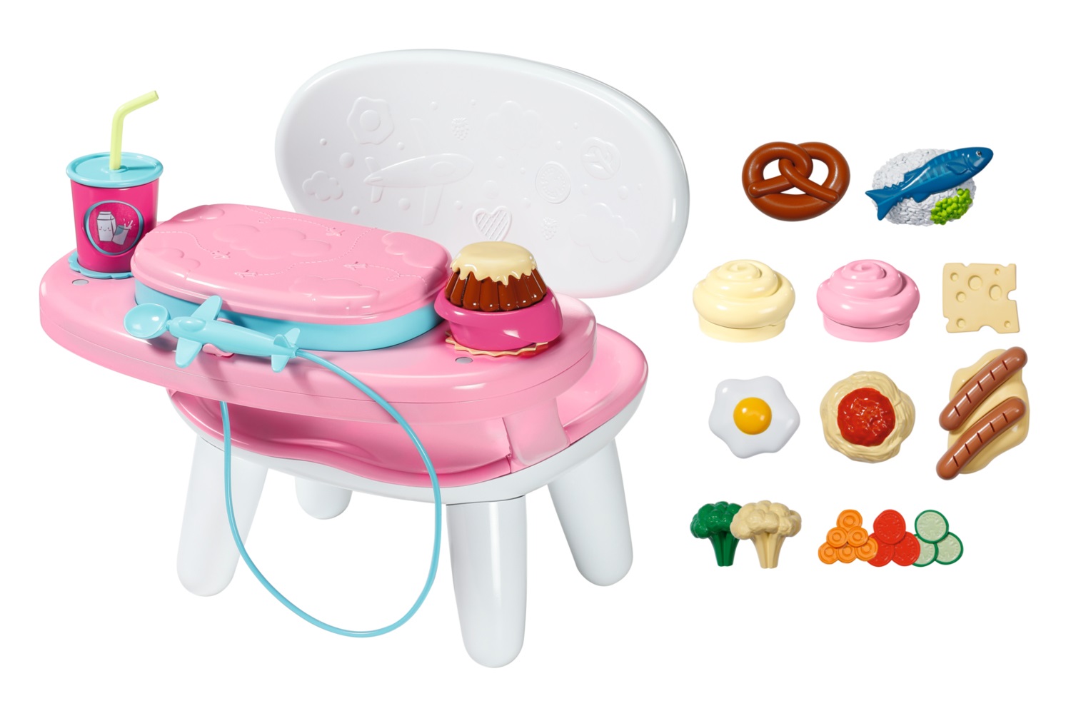 BABY born Tavolo da Pranzo Interattivo con Luce e Suono - Include oltre 10 piatti e bevande per bambole da 43 cm