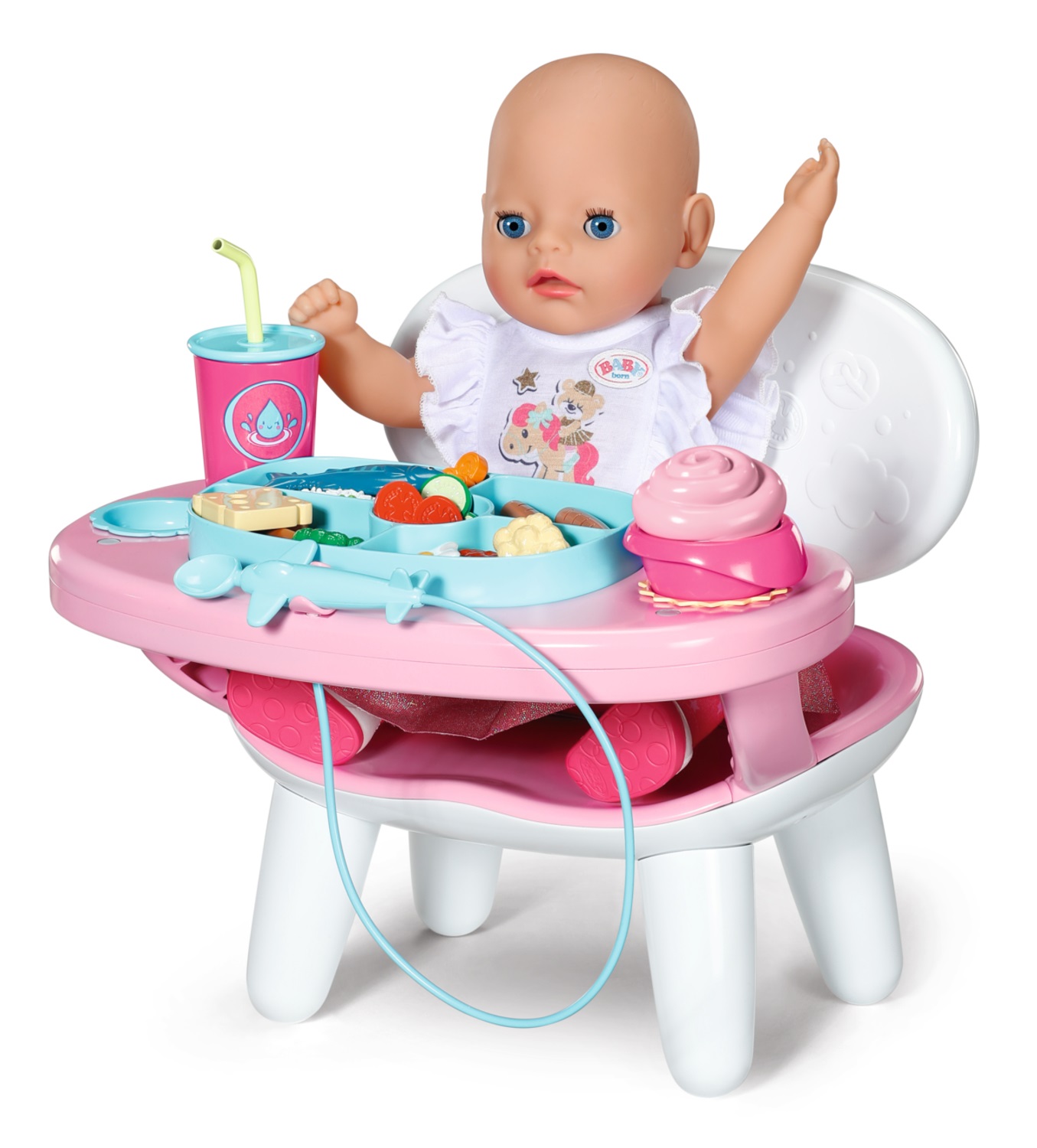 BABY born Tavolo da Pranzo Interattivo con Luce e Suono - Include oltre 10 piatti e bevande per bambole da 43 cm