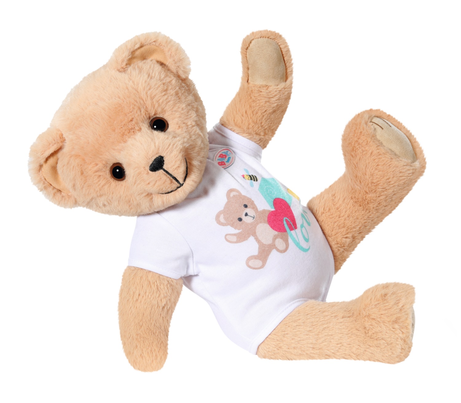 BABY born Orsacchiotto Canterino - Peluche con Funzione Sonora, Braccia e Gambe Snodabili, Tutina Bianca, Adatto da 18 Mesi, Canta 5 Canzoni Tedesche