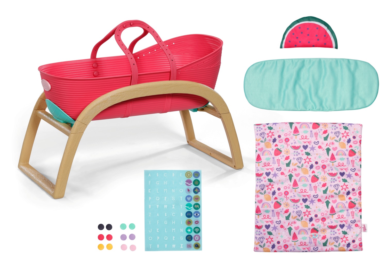 ZAPF Creation BABY born 3 in 1 Culla Pinplay - Lettino, Culla e Trasportino con Copertina e Cuscino