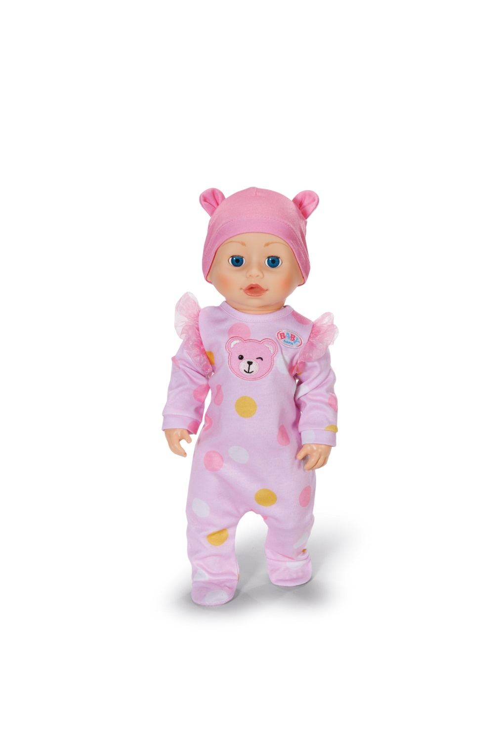 Zapf BABY born Emily Cammina con me - Bambola 43 cm con funzionalità elettroniche, gattona e cammina, tutina e berretto rosa inclusi, adatta per bambini dai 3 anni