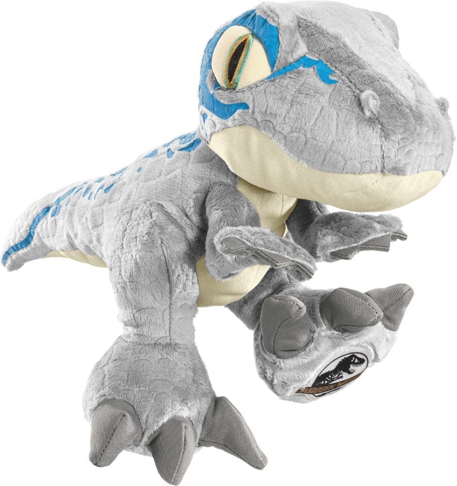 Schmidt Spiele Peluche Velociraptor Blu Jurassic World - 30 cm, Morbido e Soffice