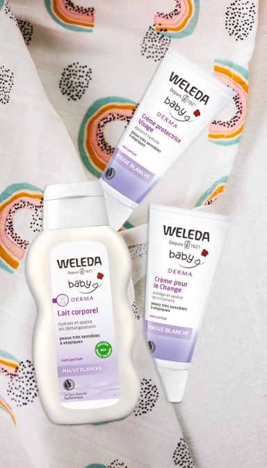 Weleda Baby Derma Crema Viso Malva Bianca 50ml - Crema non profumata, nutriente e lenitiva per pelli sensibili