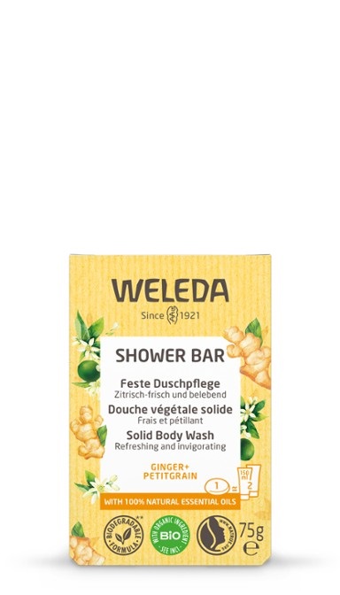 Weleda Bagno Doccia Solido Zenzero Petitgrain 75 g - 100% Origine Naturale con Burro di Karité