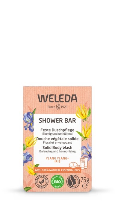 Weleda Bagno Doccia Solido Ylang Ylang Iris 75 g - 100% Naturale con Burro di Karitè Bio