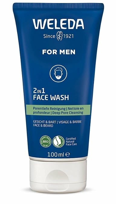 Weleda For Men 2in1 Face Wash Gel Detergente Viso e Barba 100 ml - Riduce il Sebo e Previene le Impurità