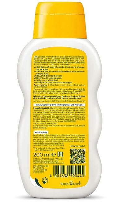 Weleda Latte da Bagno per Bambini alla Calendula - 200 ml, Deterge Delicatamente e Rilassa