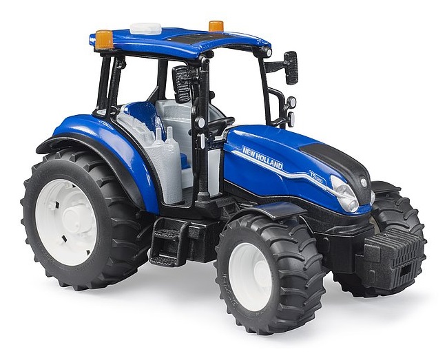 BRUDER SPIELWAREN Trattore New Holland T5.120 1:16 con cabina vetrata e cofano apribile, 30x15x18 cm