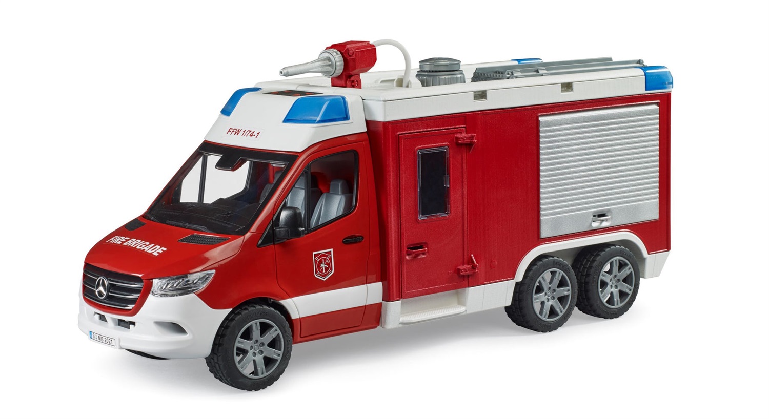 BRUDER MB Sprinter Autopompa con Modulo Luci e Suoni - Veicolo Giocattolo per Bambini da 4 Anni