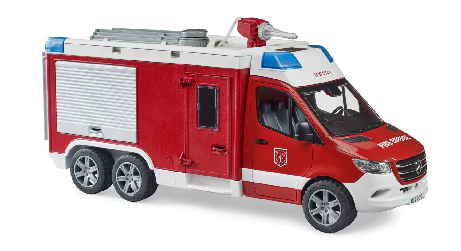BRUDER MB Sprinter Autopompa con Modulo Luci e Suoni - Veicolo Giocattolo per Bambini da 4 Anni