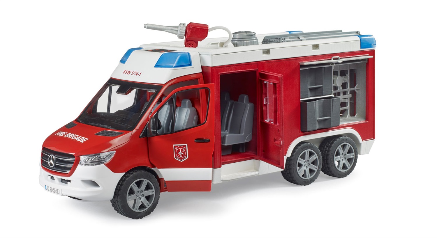 BRUDER MB Sprinter Autopompa con Modulo Luci e Suoni - Veicolo Giocattolo per Bambini da 4 Anni