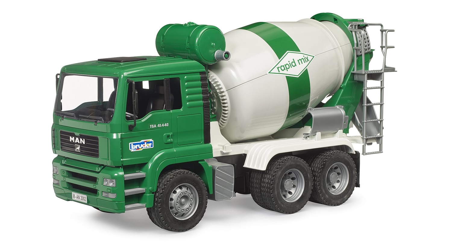 BRUDER Autobetoniera MAN TGA 02739 - Camion Betoniera Giocattolo per Bambini con Cabina Ribaltabile e Tamburo Azionabile