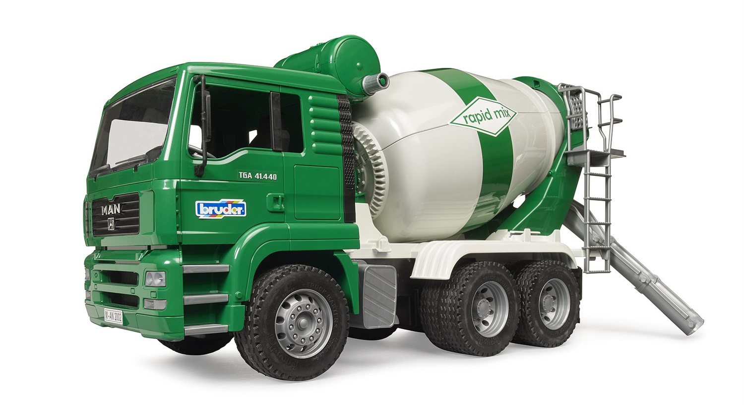 BRUDER Autobetoniera MAN TGA 02739 - Camion Betoniera Giocattolo per Bambini con Cabina Ribaltabile e Tamburo Azionabile