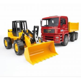BRUDER Camion MAN TGA con Pala Meccanica Articolata e Cassone Ribaltabile - Scala 1:16