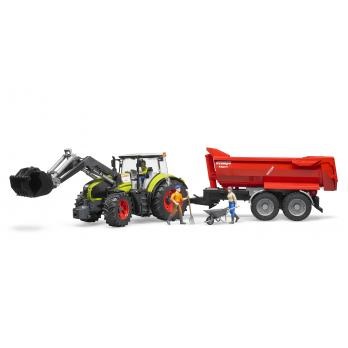 BRUDER Claas Axion 950 - Trattore con Benna e Caricatore Frontale, Scala 1/16, Cabina Trasparente