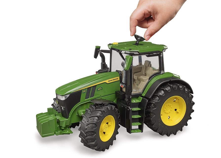BRUDER John Deere 7R 350 Trattore Giocattolo 1:16 con Cofano Apribile e Porte Apribili