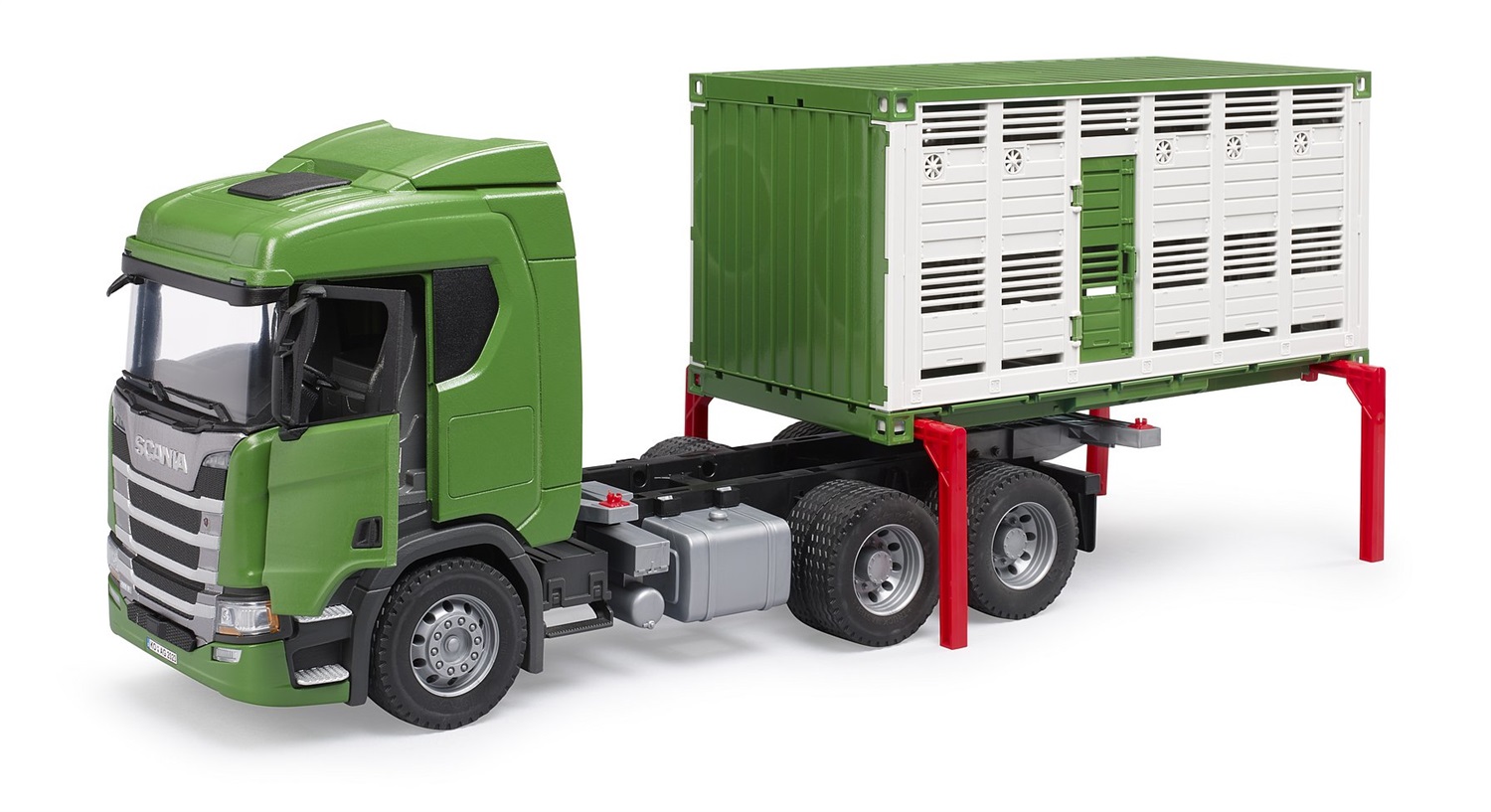 BRUDER Scania Super 560R Camion Trasporto Animali con 1 Bue - Giocattolo per Bambini 4 anni, Dimensioni 53 x 18 x 26 cm