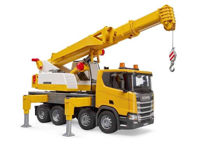 BRUDER Scania Super 560R Autogru Liebherr con Modulo Luci e Suoni - Veicolo da Costruzione per Bambini dai 4 Anni