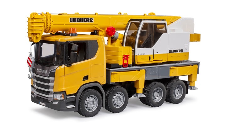 BRUDER Scania Super 560R Autogru Liebherr con Modulo Luci e Suoni - Veicolo da Costruzione per Bambini dai 4 Anni