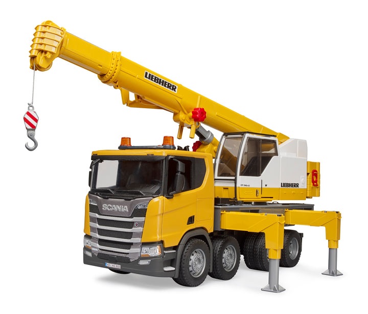 BRUDER Scania Super 560R Autogru Liebherr con Modulo Luci e Suoni - Veicolo da Costruzione per Bambini dai 4 Anni