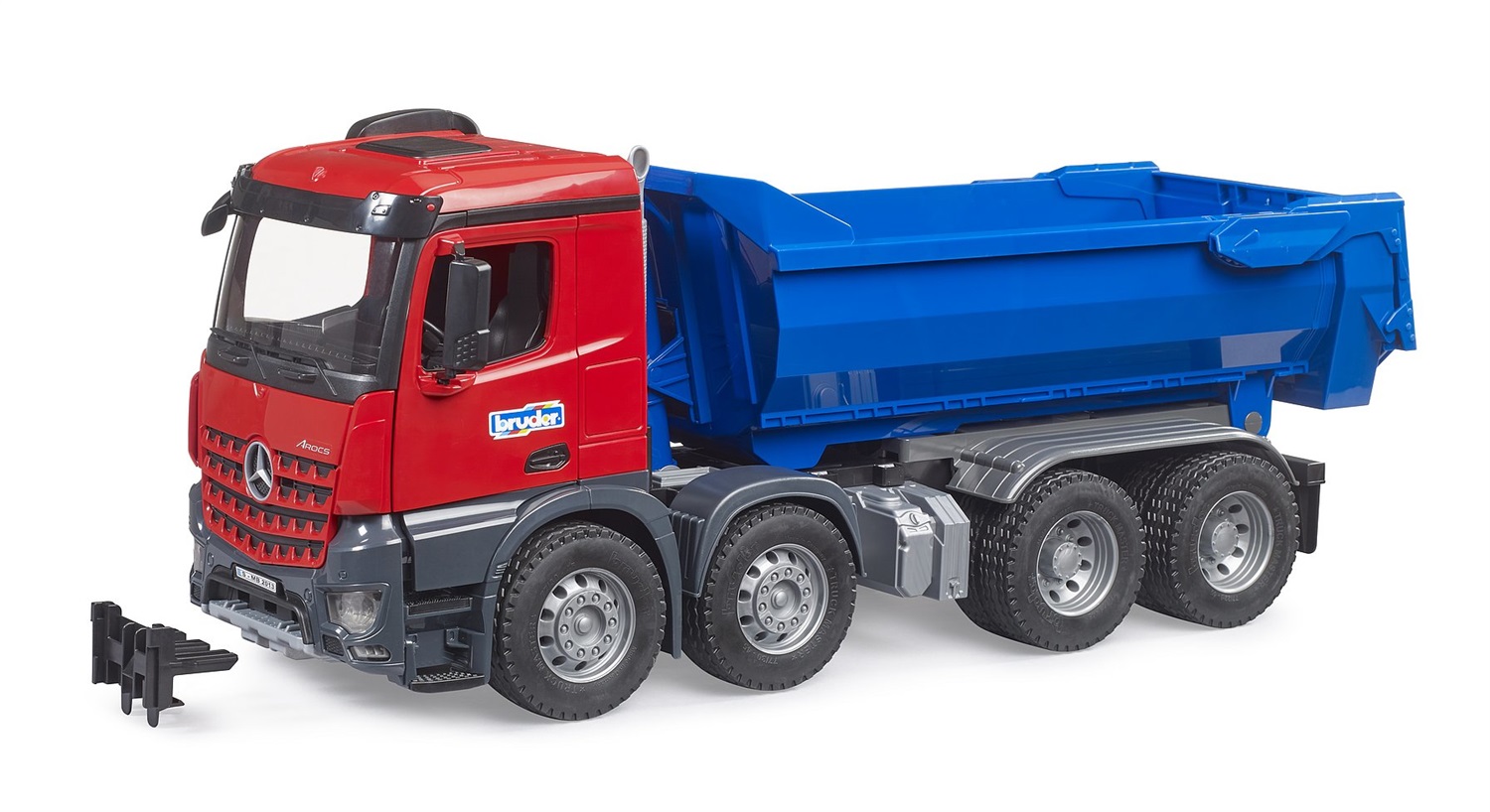 BRUDER MB Arocs Halfpipe - Camion Ribaltabile Giocattolo con Cabina Interattiva, Scala 1:16