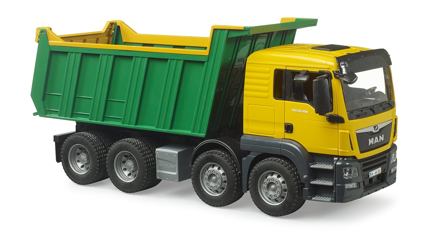 BRUDER MAN TGS Camion Ribaltabile 03766 - Giocattolo per Bambini da 4 anni con Cassone Ribaltabile e Cabina Apribile
