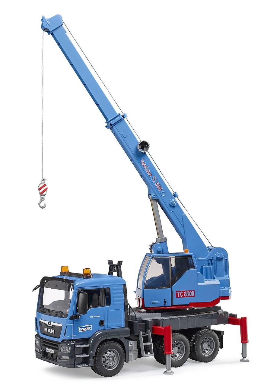 BRUDER MAN TGS 03771 Autogru - Giocattolo per Bambini 4 con Design Realistico e Funzionalità per Costruzione