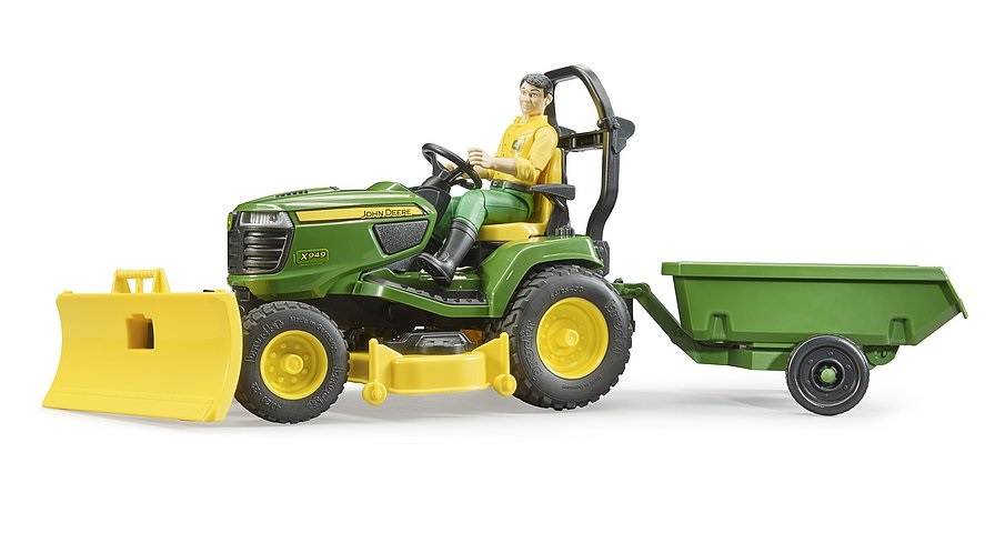 BRUDER 62104 Trattore Tosaerba John Deere con Rimorchio e Giardiniere - Giocattolo Bworld