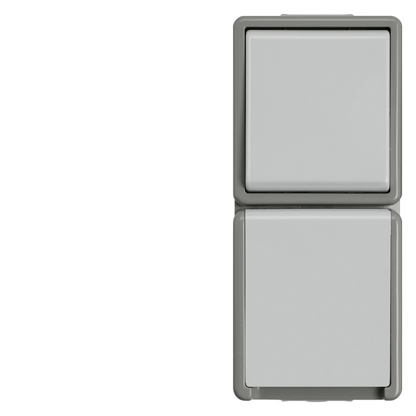 Siemens 5TA4816 - Presa Schuko con Interruttore Delta, Grigio scuro/grigio chiaro, IP44, 10A 250V, Superficie