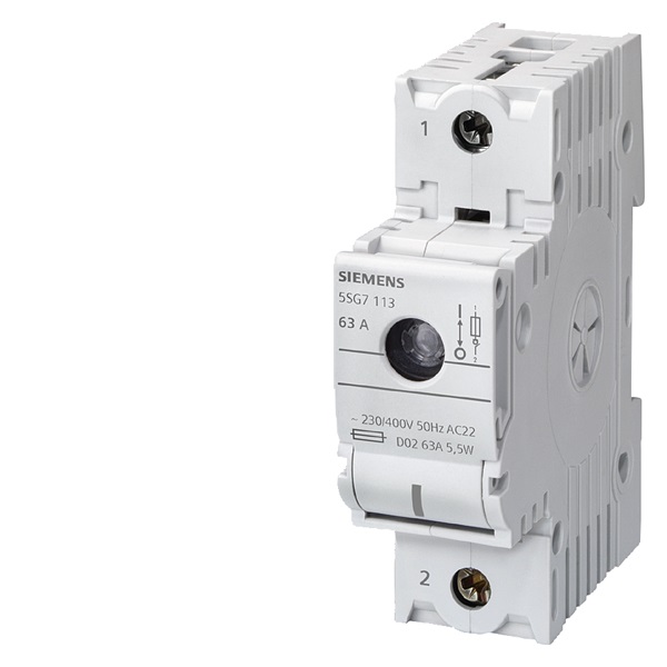 Siemens 5SG7113 Interruttore Automatico Unipolare 63A 230V AC - Sezionatore con Fusibile, Multicolore, Peso 158g
