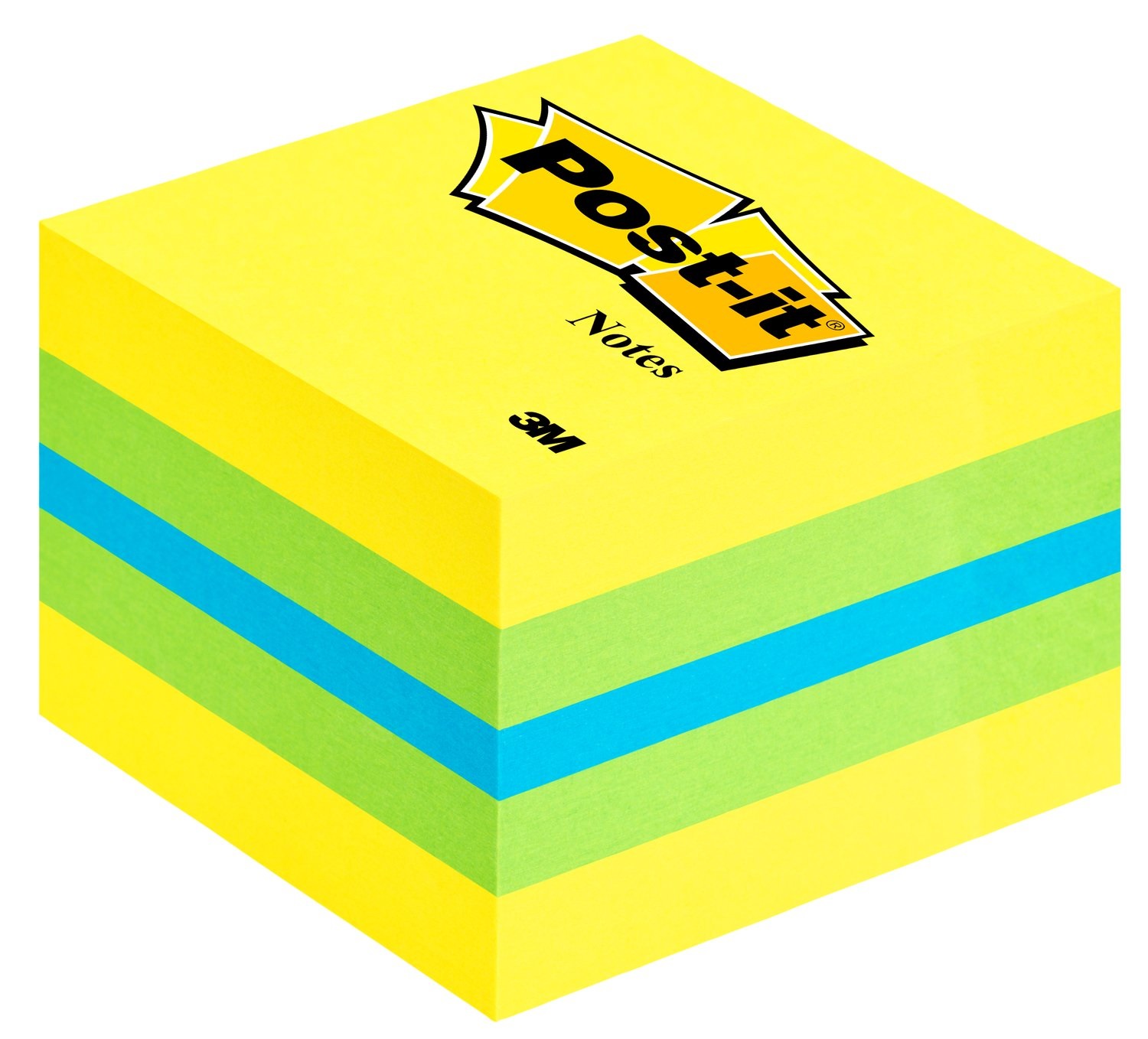 Post-it® Mini Cubo 400 Foglietti Riposizionabili 51 x 51 mm - Colori Assortiti (Limone Neon, Verde Lime, Blu Paradiso)