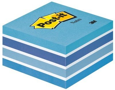 Post-it Cubo 2028-B - 76x76 mm - 450 Fogli Autoadesivi Riposizionabili - Colori Assortiti: Azzurro Pastello, Blu Smeraldo, Blu Cielo, Blu Ultra, Bianco