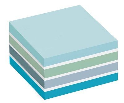 Post-it Cubo 2028-B - 76x76 mm - 450 Fogli Autoadesivi Riposizionabili - Colori Assortiti: Azzurro Pastello, Blu Smeraldo, Blu Cielo, Blu Ultra, Bianco