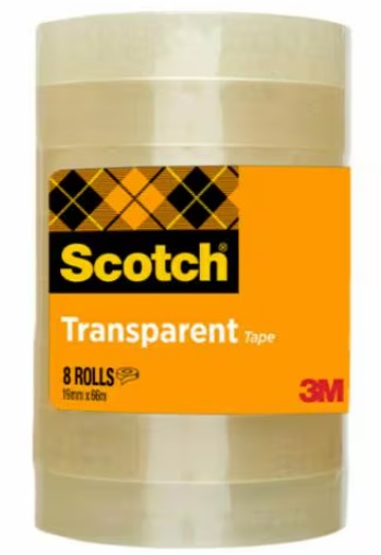 Scotch 508 Nastro Adesivo Trasparente 19 mm x 66 m - Confezione da 8 Rotoli, Multiuso, Resistente all'Umidità