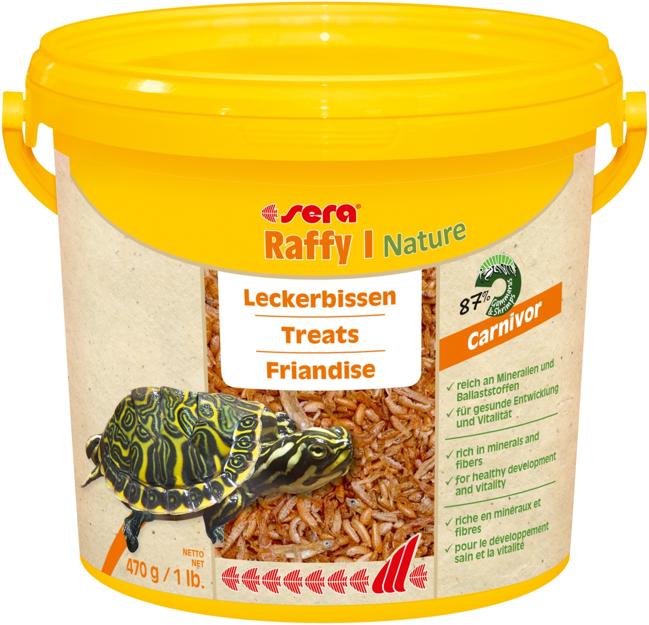 Sera Raffy I Nature - Mangime per tartarughe acquatiche, 3800 ml (470 g) - Contiene gammarus e gamberi, senza coloranti e conservanti