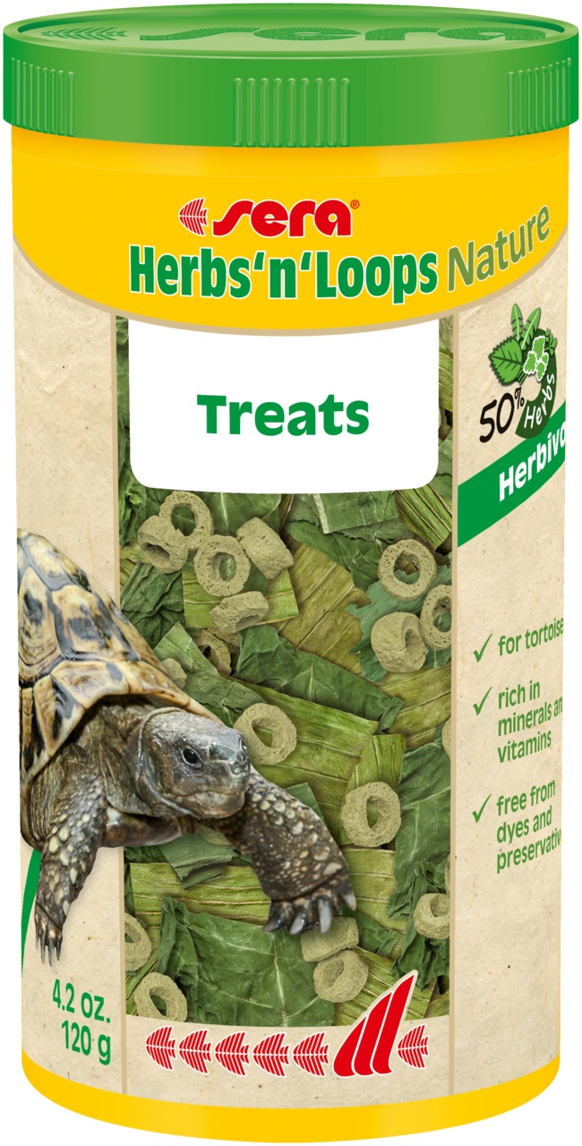 Sera Herbs'n'Loops Nature - Cibo per Rettili e Anfibi, 1000 ml, 120 g, Bocconcini a Base di Erbe Essiccate
